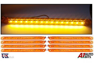 8X 12V 24V 15 SMD LED SIDE MARKER ORANGE LIGHTS LAMPS TRAILER TRUCK LORRY 9.5"