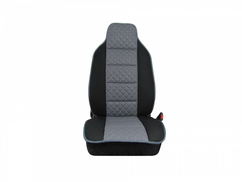 Universal seat covers for front seats - embossed - eco-leather and fabric - black with grey - Image 2